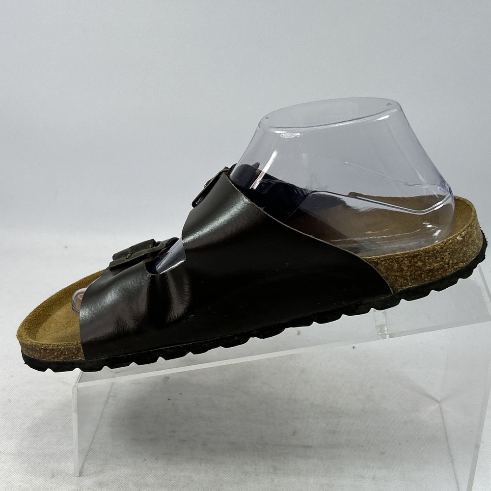 Plakton Beta Leather Sandals Women's Size 40EU 9.5US Brown Cork Footbed Buckled - Picture 3 of 13